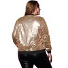 Agnes Orinda Women's Plus Size Party Metallic Sequin Sparkle Zip Bomber Jackets - 4 of 4