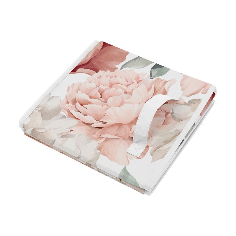 Sweet Jojo Designs Girl Set of 2 Kids' Decorative Fabric Storage Bins Peony Floral Garden Pink and Ivory, 5 of 6