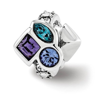 Black Bow Jewelry Sterling Silver with Multicolor Crystals Bead Charm