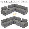 104" Linen Upholstery L-Shaped Power Recliner Sectional Sofa with Storage Box, Cup Holders, USB Ports & Power Socket - 2 of 4