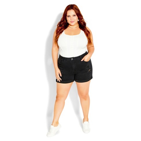 Agnes Orinda Women's Plus Size Denim Shorts Ripped Stretched