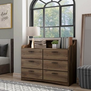miBasics Dovecalm Transitional 6 Drawer Dresser with Shelf - 1 of 4