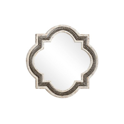 Wood Quatrefoil Wall Mirror White - Olivia & May: Baroque Iron Inlay, No Assembly Required