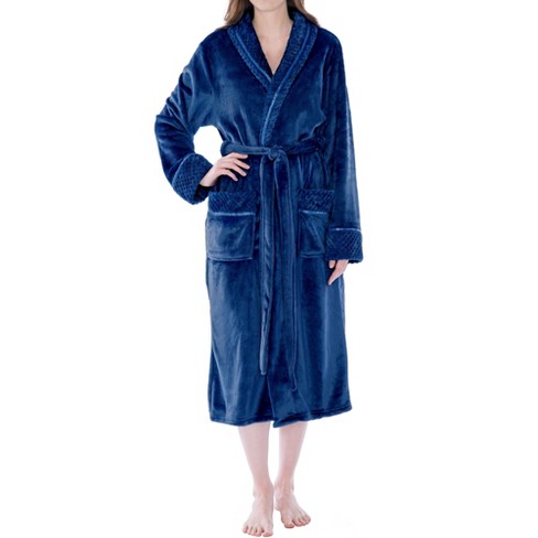 Pavilia Soft Plush Women Fleece Robe, Cozy Warm Housecoat Bathrobe, Fuzzy  Female Long Spa Robes (blue, Small-medium) : Target