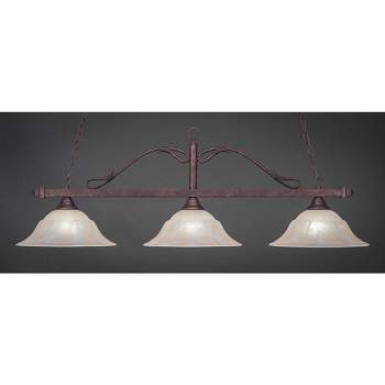 Toltec Lighting Scroll 3 - Light Island Pendant Light in  Bronze with 16" Amber Marble Shade