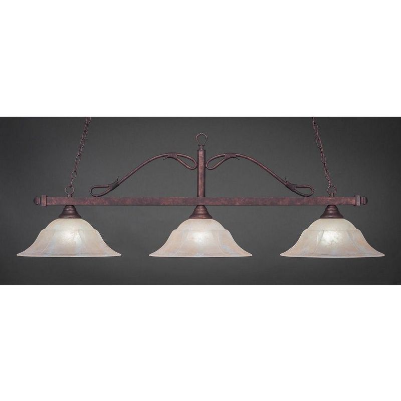 Toltec Lighting Scroll 3 - Light Island Pendant Light in  Bronze with 16" Amber Marble Shade, 1 of 2