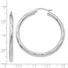Black Bow Jewelry 3mm x 40mm 14k White Gold Textured Round Hoop Earrings - 4 of 4