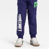 Boys' Marvel Minecraft Creeper Fleece Sweatpants - Navy Blue - 2 of 4