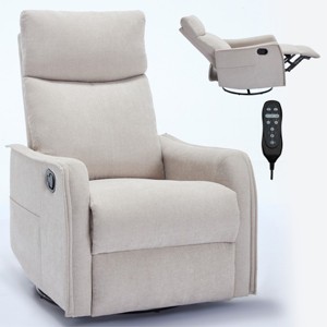 Swivel Rocker Recliner Chair with Heat and Massage, Manual Recliner Chair for Living Room, Fabric Lounge Recliner Chair - Koiai - 1 of 4