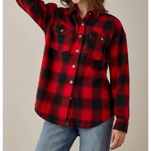 Women's Andie Plaid Fringe Button Top - Giftcraft - 1 of 3