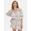 EXLURA Women's Summer Floral Romper Dress Off Shoulder Ruffle Elastic Wasit Wide Leg Shorts Jumpsuit Vacation Beach 2025 - 2 of 4