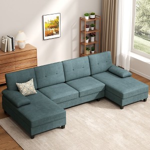 Celebalcony 106" Modular Upholstered Sectional, 3-Piece U-Shaped Sectional for Living Room - 1 of 4