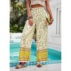 Women's Summer Casual Boho Wide leg Pants High Waist Flowy Palazzo Pants With Ethnic Style Lounge Trousers - 4 of 4