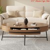 Oval Coffee Table w/ Drawer Mid-Century Modern Center Table 47.2" Wooden Coffee Table w/ Storage and Cross Metal Legs Unique Curved Design - 3 of 4