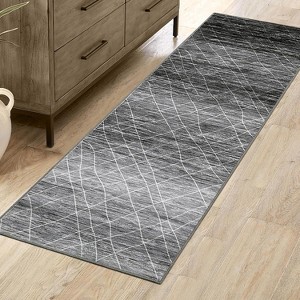 Boho Chic Washable Thin Area Rug, Elegant Foldable Non Slip Carpet for Entryway, Living Room, Bedroom - 1 of 4