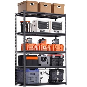 VEVOR Storage Shelves, 3000 lbs, 5 Tier Heavy Duty Garage Shelving, 20" D x 48" W x 72" H Adjustable Metal Shelves, Black - 1 of 4