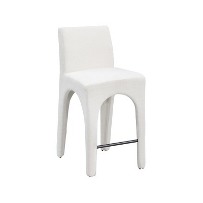 Meridian Furniture,Gramercy Cream Linen Textured Fabric Stool