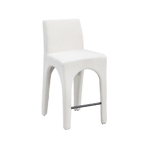 Meridian Furniture,Gramercy Cream Linen Textured Fabric Stool - 1 of 4