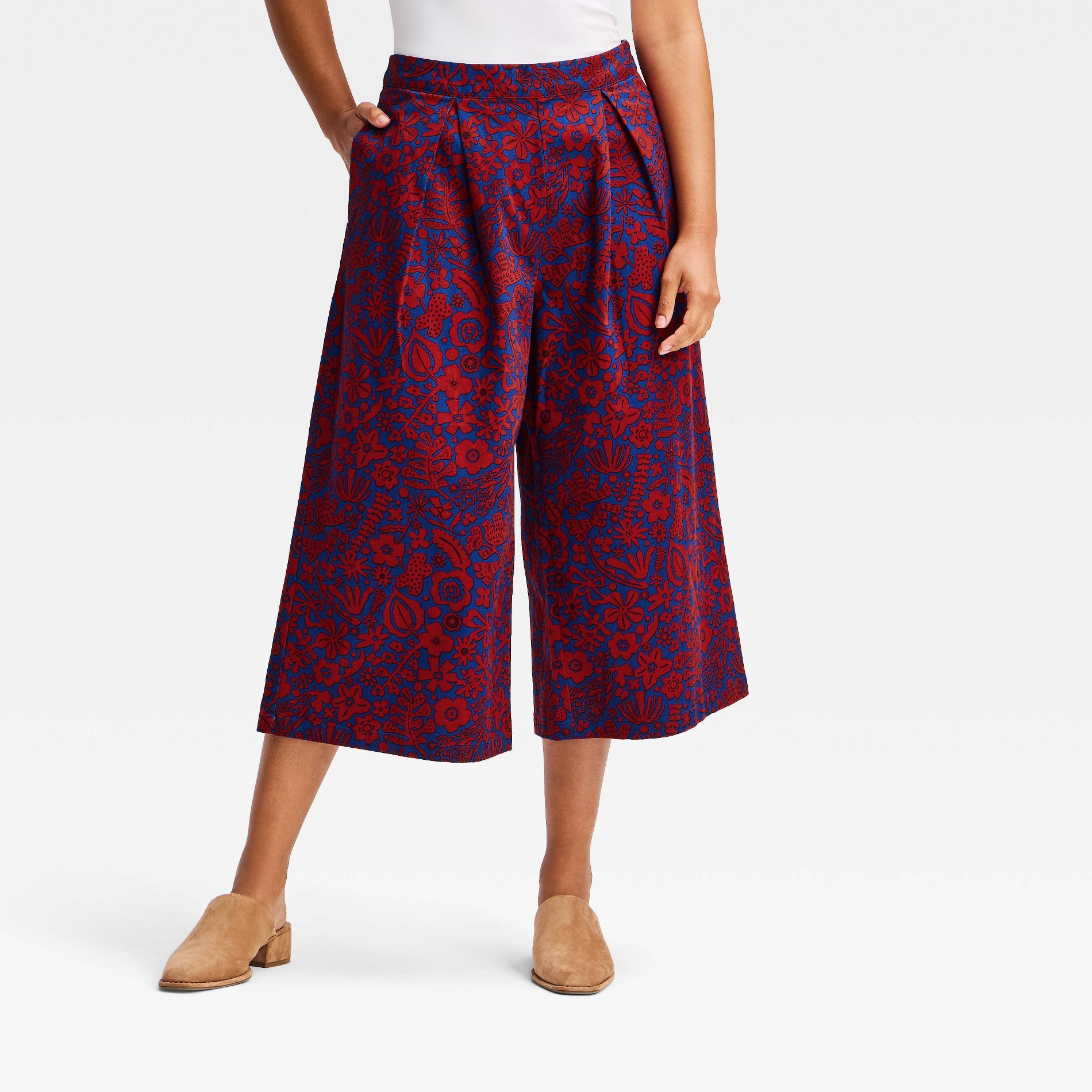 Latino Heritage Month Women's Culotte Flare Pants - Burgundy Abstract