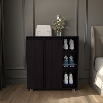 Lycvki Freestanding Shoe Storage Cabinet with 8 Enclosed Shelves and 3 Open Shelves