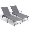 Crestlive Products Set of 2 Outdoor Lounger Aluminum Frame Chaise Lounge Chairs with Arms & 5 Adjustable Recline Positions - 2 of 4