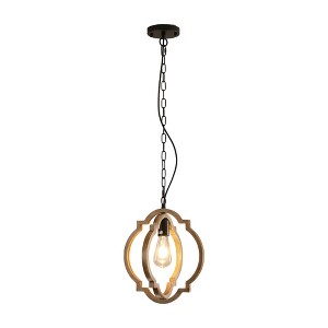 Farmhouse Chandelier, Retro Country Dining Room Lamp, Solid Wood Chandelier for Living Room, Foyer and Dining Room, Bulb Not Included - 1 of 4