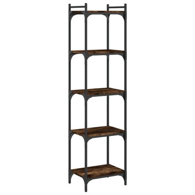 vidaXL 5-Tier Bookcase in Smoked Oak - Engineered Wood and Metal Frame