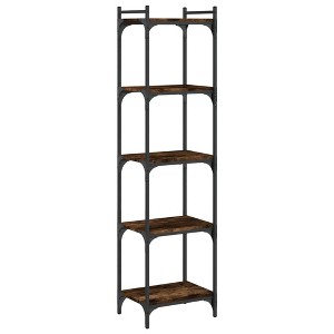 vidaXL 5-Tier Bookcase in Smoked Oak - Engineered Wood and Metal Frame - 1 of 4