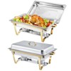 2-Pack Chafing Dishes – 8QT Stainless Steel Buffet Servers & Warmers with Lids & Folding Stands – Perfect for Parties, Dinners, Catering Events - 2 of 4
