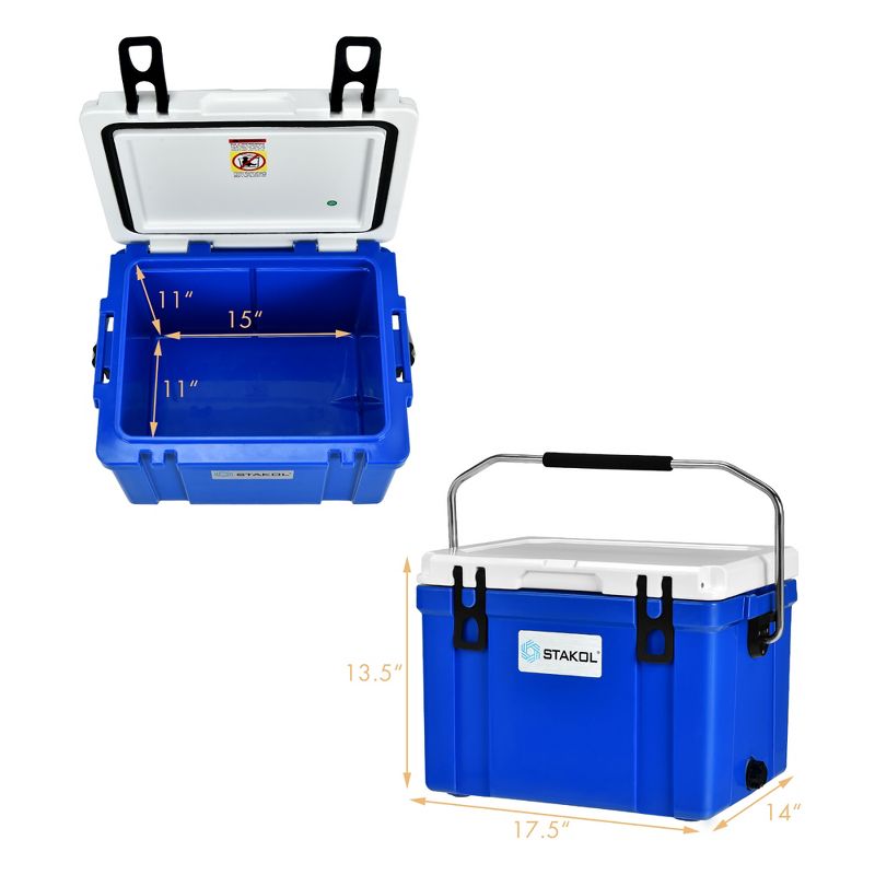 STAKOL 26 Quart Portable Cooler Ice Chest Leak-Proof 20 Cans Ice Box for Camping, 2 of 11