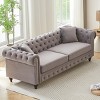 85.5" Velvet Chesterfield Sofa,Button Tufted 3-Seater Couch with Rolled Arms & 2 Cushions for Living Room or Apartment-Baofuwish - 3 of 4