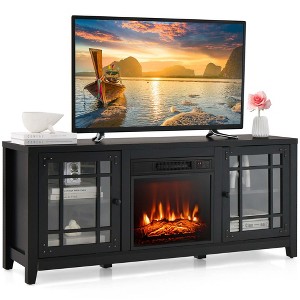 Costway 58 Inches Fireplace TV Stand for TVs up to 65 Inches with 1400W Electric Fireplace Black/Naturl/White - 1 of 4