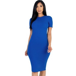 Slickblue Ribbed Bodycon Midi Dress, Comfortable Fit, Stretchy Polyester-Spandex, Color and Size Options - 1 of 4