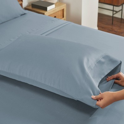 Dusty Blue 800 Thread Count Cotton Sateen Standard Pillowcases