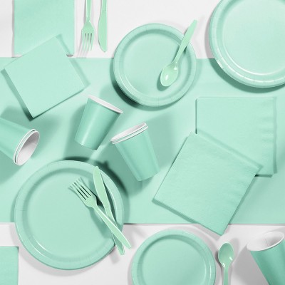  245pk Party Supplies Kit Mint Green 