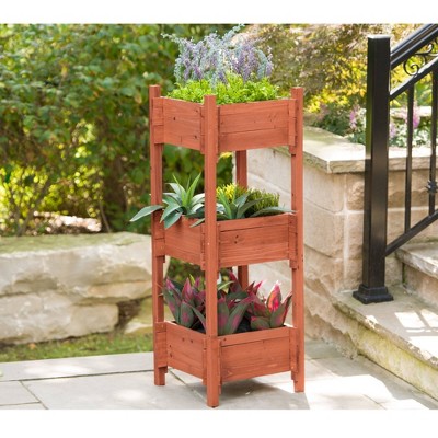 47" H Rectangular Wood Planter Stands And Holders - Brown - Leisure Season