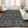 Washable Floral Print Botanical Rug Non Slip Low Pile Rug Soft Floor Cover Foldable Indoor Carpet for Living Room Bedroom Home Office - 2 of 4