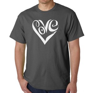 LA Pop Art Men's Word Art T-shirt - Script Love Heart - 1 of 4