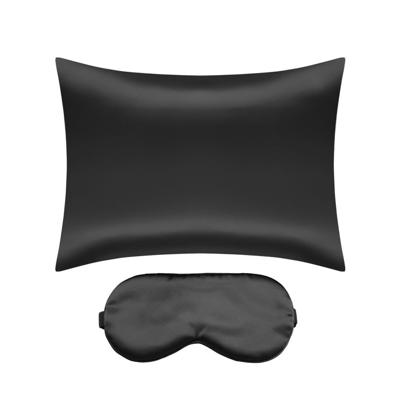 Unique Bargains Satin Hidden-Zippered Breathable Pillowcase with Sleep Mask Set of 2, 1 of 7
