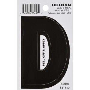 Hillman 3 in. Black Vinyl Self-Adhesive Letter D 1 pc (Case of 6) - 1 of 1