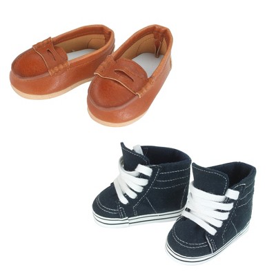 Sophia’s Loafers and High Top Shoes for 18" Boy Dolls, Brown/Blue