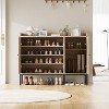 Rattan Shoe Cabinet with 3 Doors, Freestanding Shoe Organizer with Large Storage Space, 8-Tier Shoe Cabinet with Adjustable Shelves for Entryway - 4 of 4