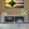 Basicwise White Entertainment TV Stand with LED Lights and Glass Shelves with UV Frame - 3 of 4