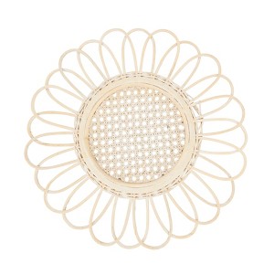 Saro Lifestyle Spiral Loops Rattan Placemat (Set of 4), Beige, 15"x15" - 1 of 4