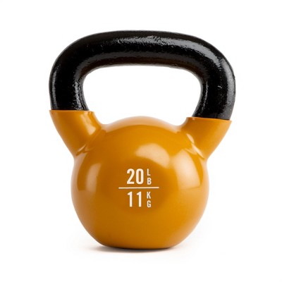 Everlast Vinyl Coated Iron Kettlebell Home Gym Strength Exercise Weight Lifting Training Accessory, 20 Pounds, Orange