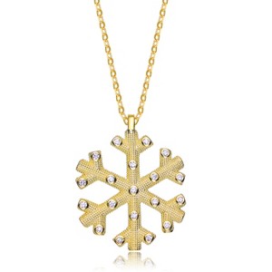 Guili Rose Gold-Plated Sterling Silver Snowflake Pendant Necklace with CZ in Gold or Rose Gold—Perfect for Your Winter Jewelry Collection. - 1 of 3