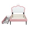 Full/ Twin Size Platform Bed, Upholstered Princess Bed Frame with Crown Headboard -ModernLuxe - 4 of 4