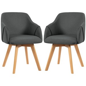 Bekrvio Swivel Dining Chairs with Arm Set of 2 - Modern Linen Upholstered Accent Desk Chairs with Solid Wood Legs for Kitchen,Living Room - 1 of 4