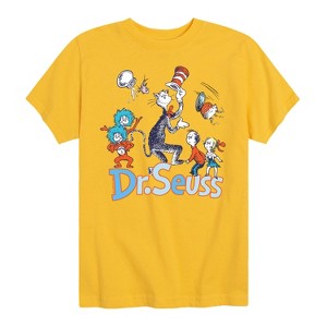 Boys' - Dr. Seuss - Cat In the Hat with Thing 1 and Things 2 Short Sleeve Graphic T-Shirt - 1 of 4
