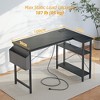 Itopfox L-Shaped Computer Desk with Power Outlets, Reversible Shelves, Gaming & Study Writing Table for Home Office, Bedroom, Living Room, Black - 3 of 4